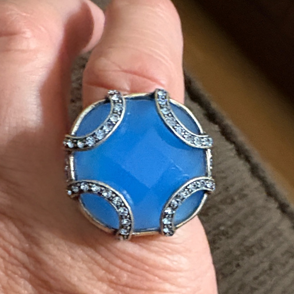 Vintage Givenchy Blue Gemstone silvertone Ring